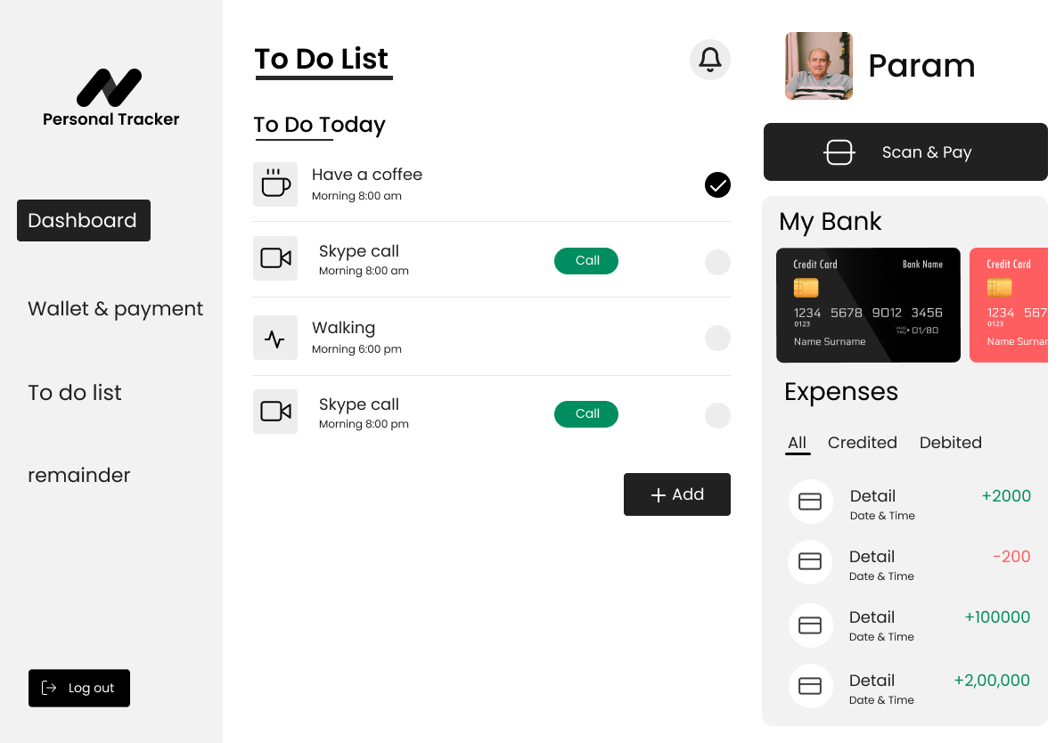 homepage iosappdesign ipaddesign payment remainder to do list transaction UI/UX ux weekly planner