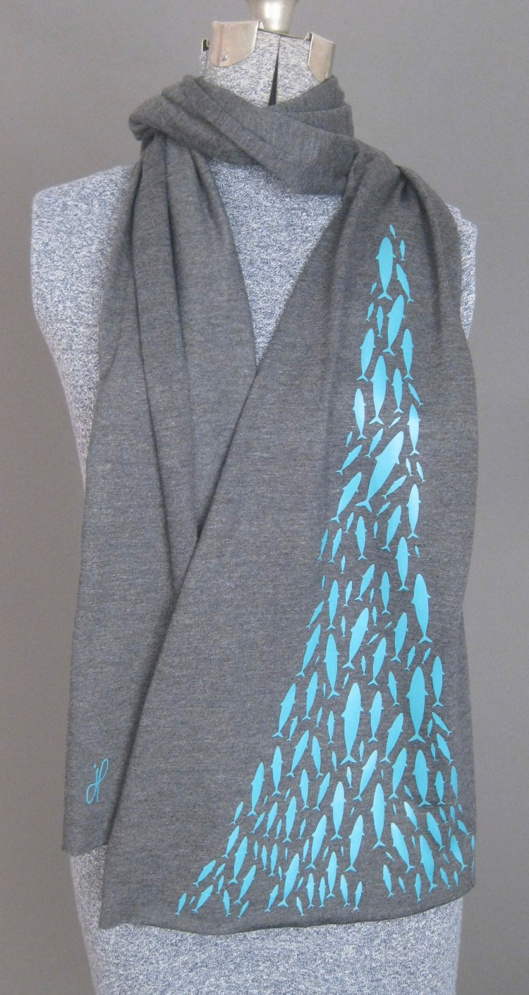 fish scarf vinyl chrystal geometric cluster pattern leaf heat transfer cad cut jersey handmade