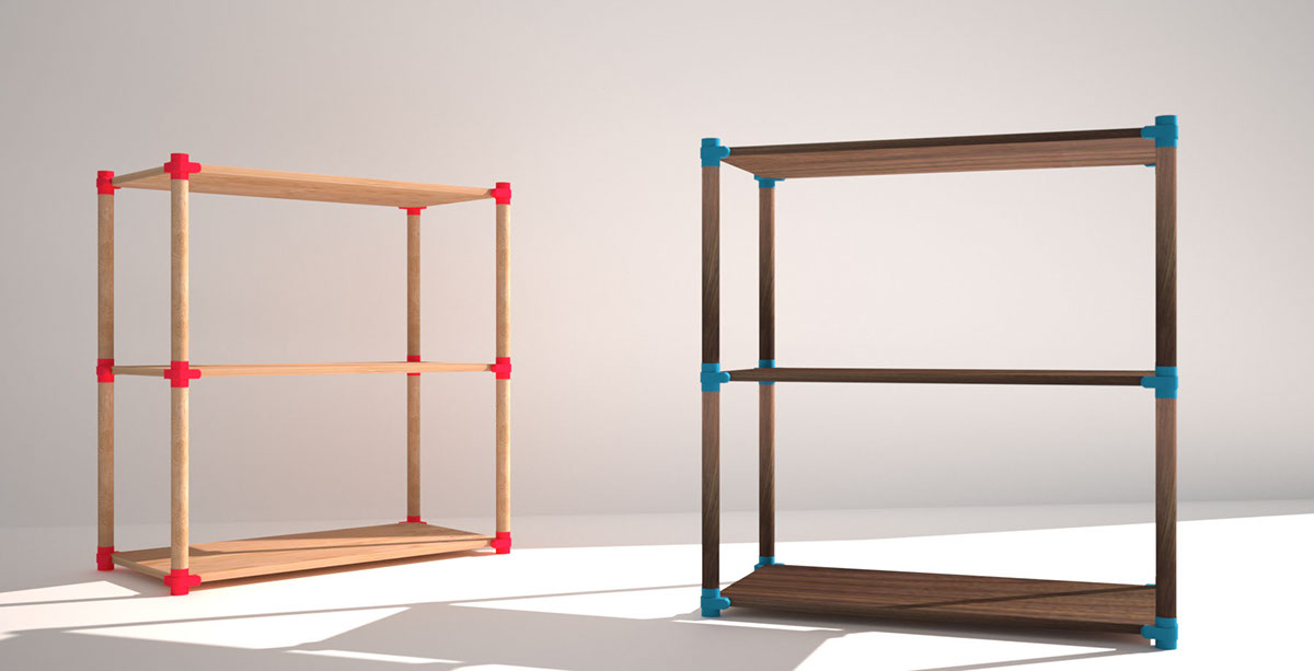 SAIC furniture Shelf 3D Modelling rendering Playful color Colourful  design