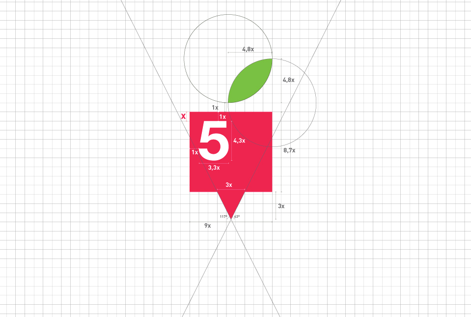 branding  creative design graphic pin  point  apple  MANZANA target  Bogota  construction  Fruit  leave  number  5