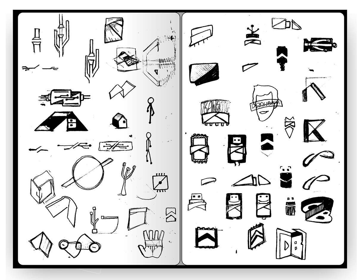 logo Logo Design logo consulting ideation sketches drawings doodles pencile Moleskin notebook sketchbook journal brainstorming Thinking develop Developing visualization Visualizing rendering ideas drawbridge drawbridge media film logo media logo media raleigh nc concepulization generate