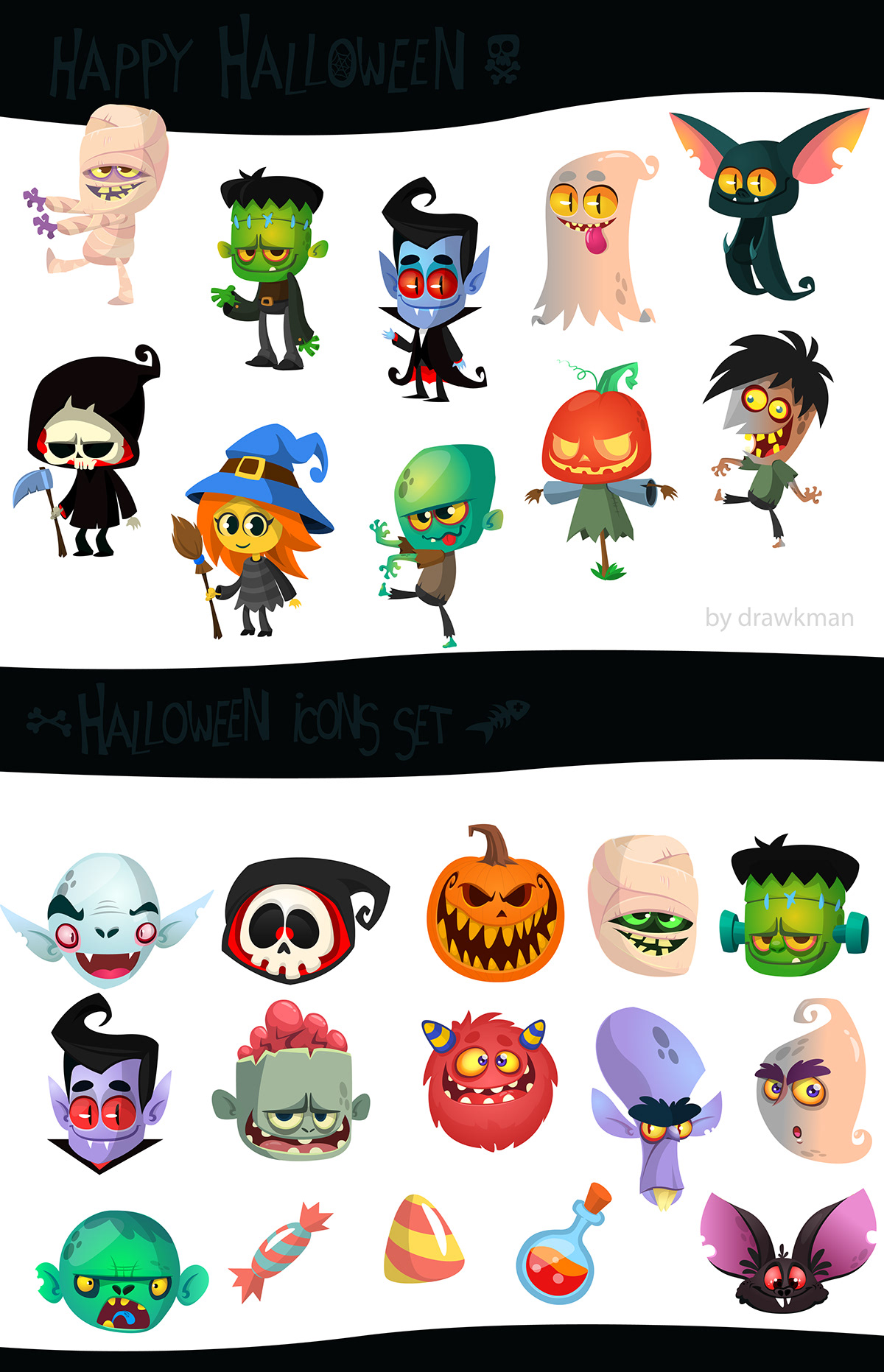 cartoon Character design  drawkman Halloween ILLUSTRATION  Logo Design monster vampire vector zombie