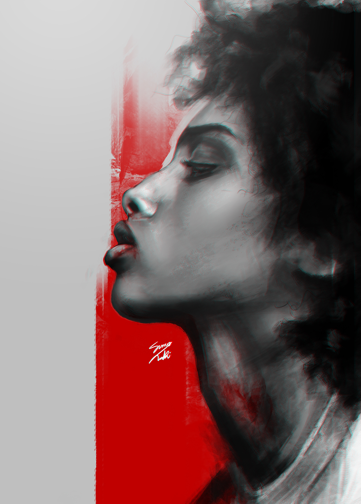 red desires broken bloud digital painting   women black hair sketch