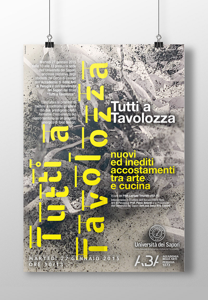 poster Francesco Mazzenga Tutti a Tavolozza Accademia Belle Arti perugia Accademia del Sapore Luciano Tittarelli