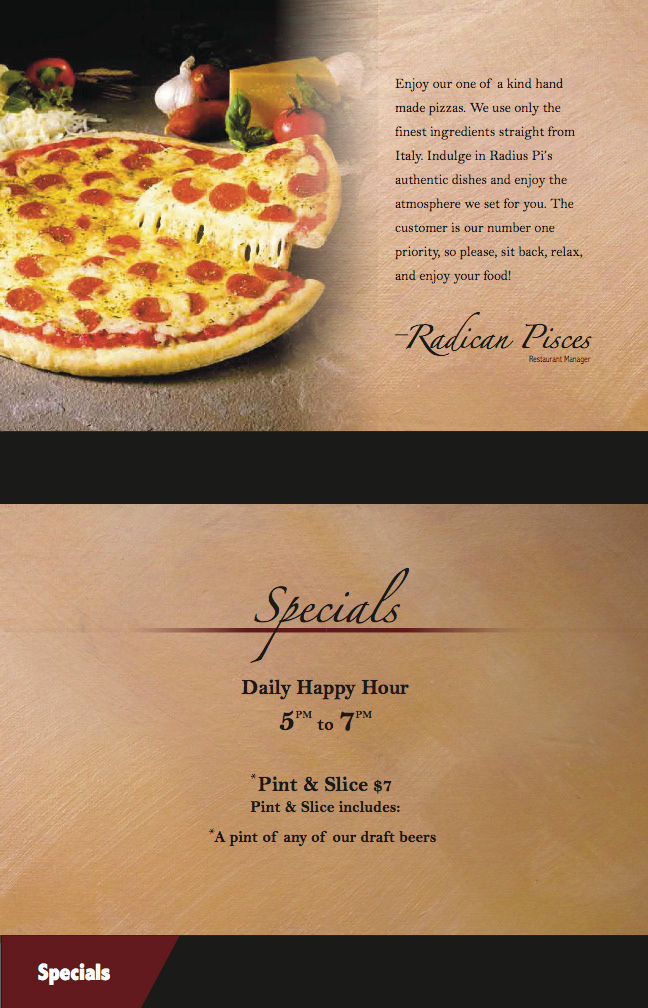 menu Pizza restaurant Flip book spiral binding Mockup