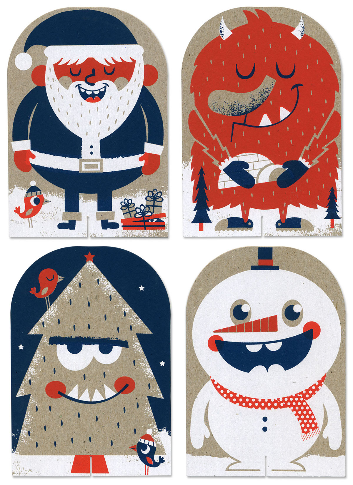 Christmas holidays tad carpenter christmas cards Happy Holidays Tad Carpenter Creative santa reindeer snowman holiday cards  holiday goods stationary greeting cards board game silk screen