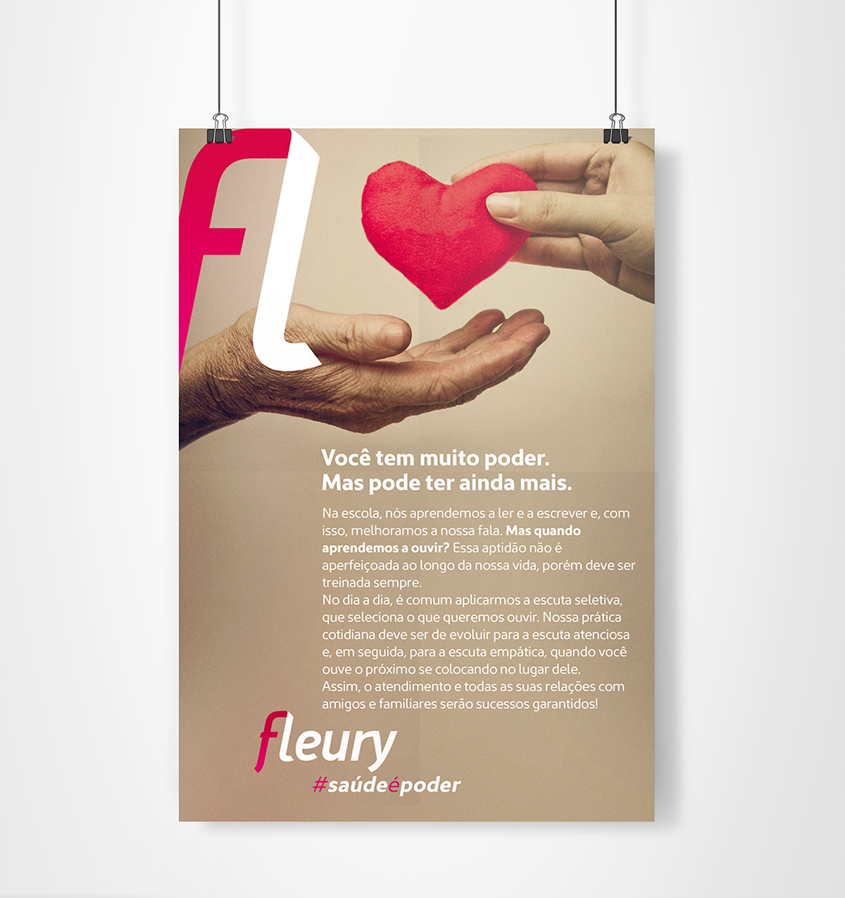 Comunicação Interna cartaz poster campanha fleury saúde Health diagnostics