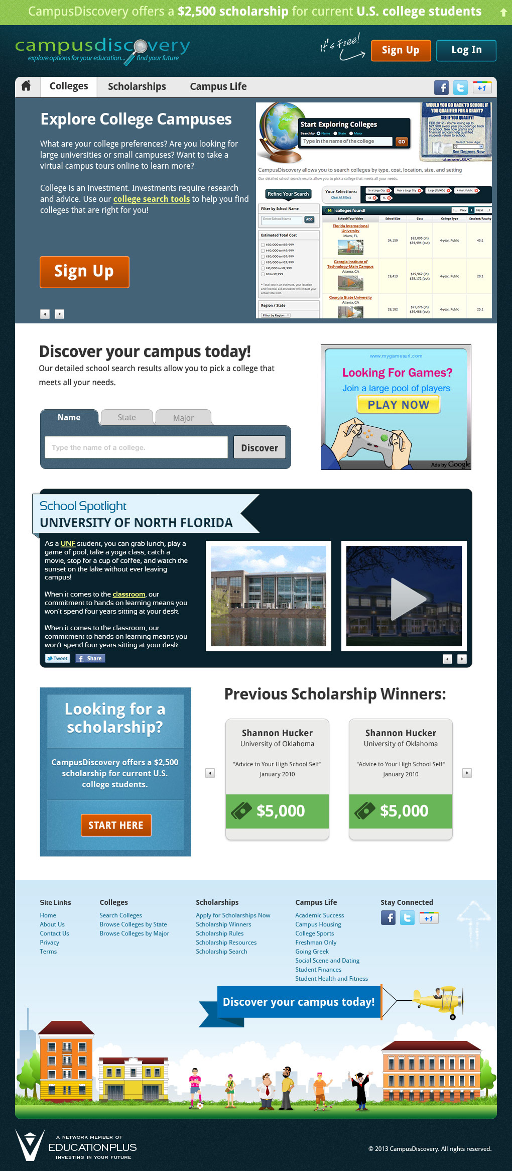 graphic Web development css front-end campusdiscovery college campus error school profile