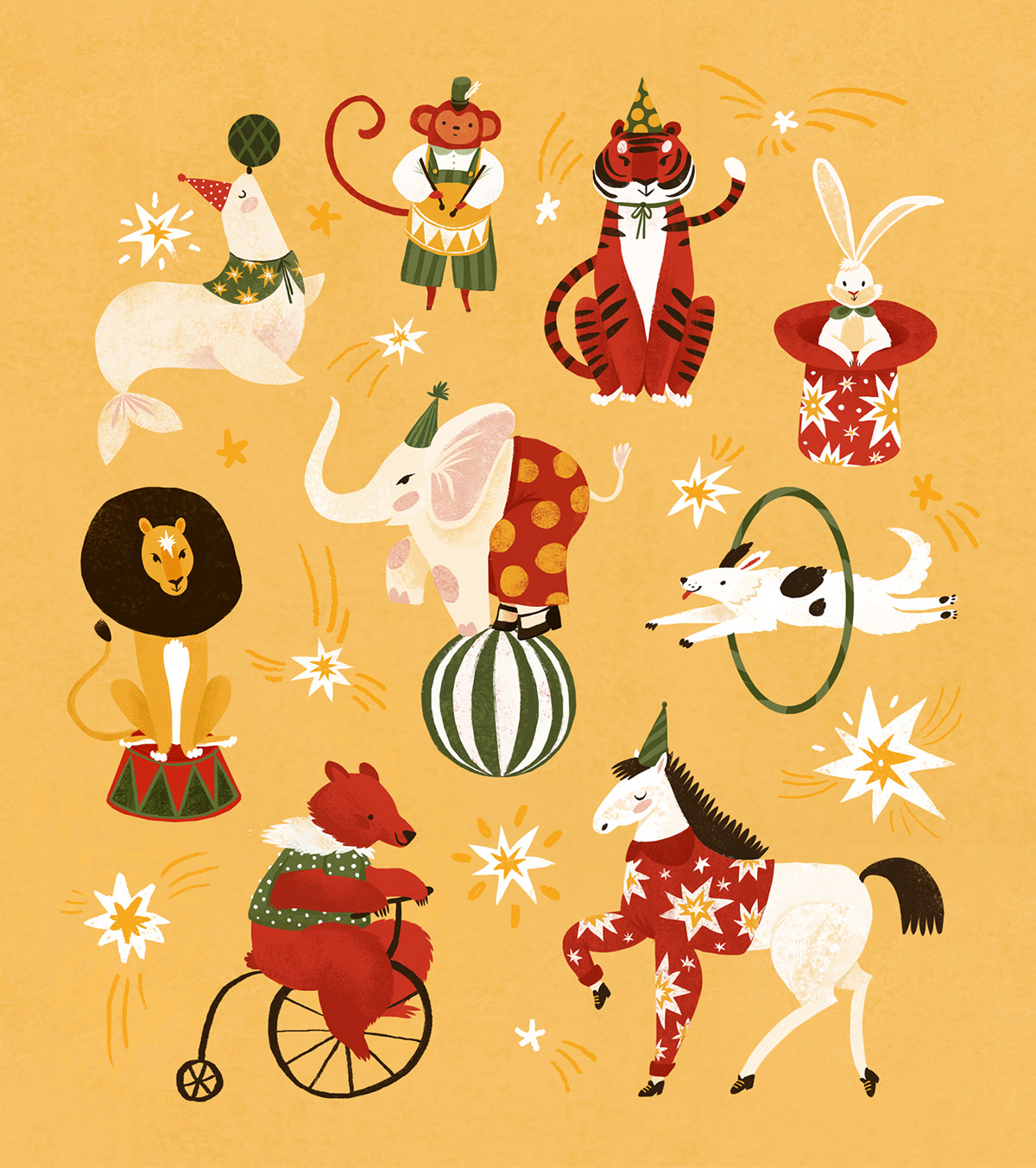 animals children illustration Circus circus illustration ILLUSTRATION  kidlitart monkey