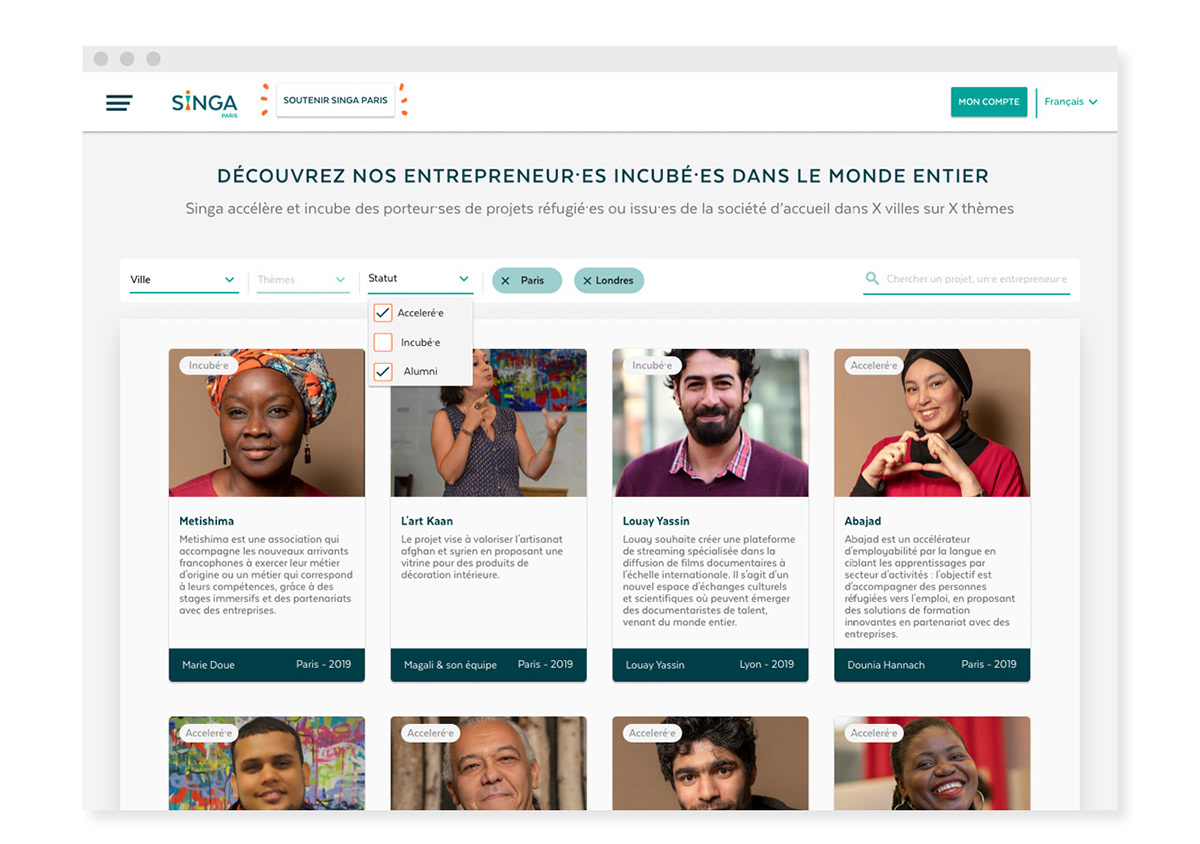 communities icons Inclusive matching Refugees singa ux/ui Website
