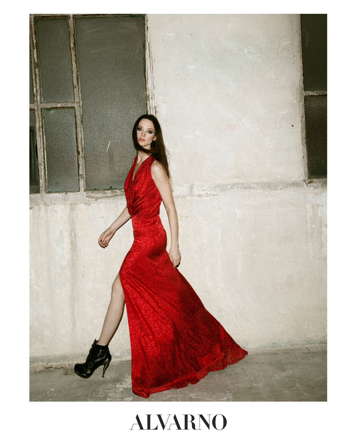 Alvarno Collection campaign fw1415 red dress design runway spain france madrid