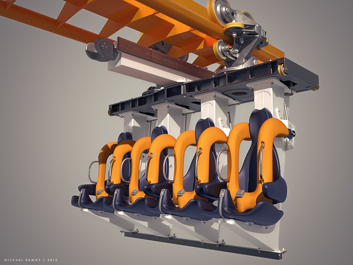 fusion 360 Roller Coasters cinema 4d Maxwell Render mechanical HardSurface components thrill rides Theme Parks roller coaster