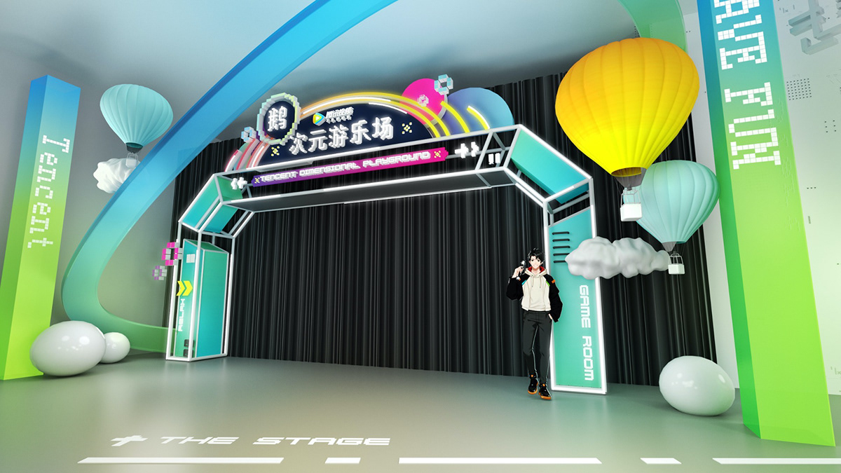 3D 3ds max anime design Event interior design  party Render vray Young