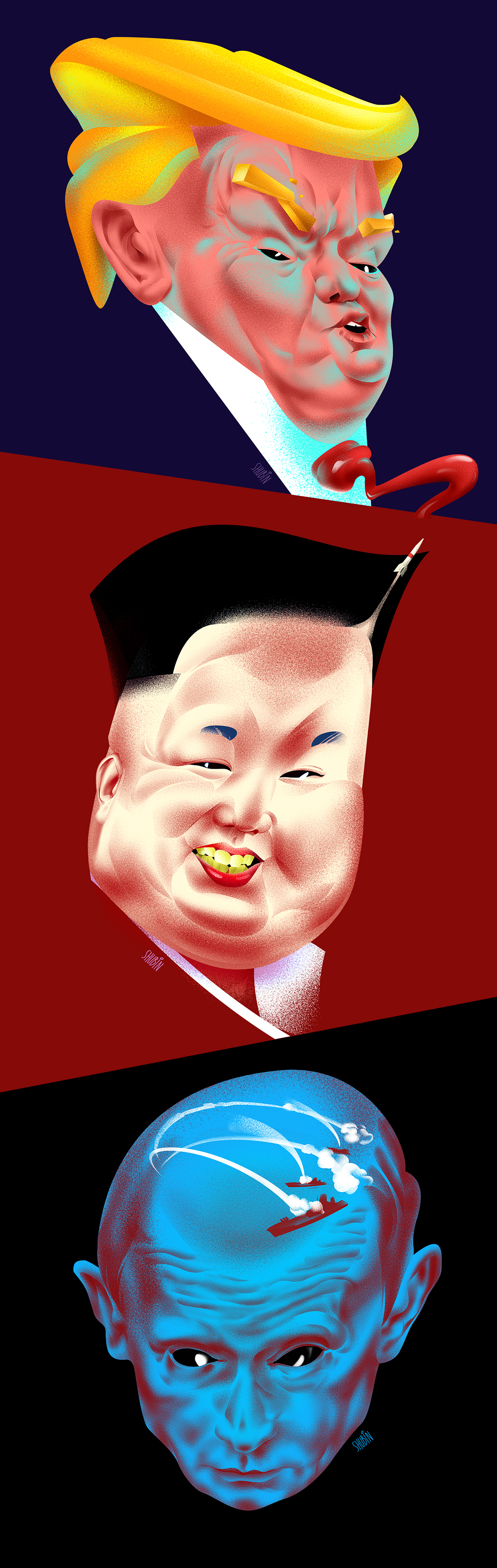 putin Kim Chen Ir Trump usa Russia funny ILLUSTRATION  politics