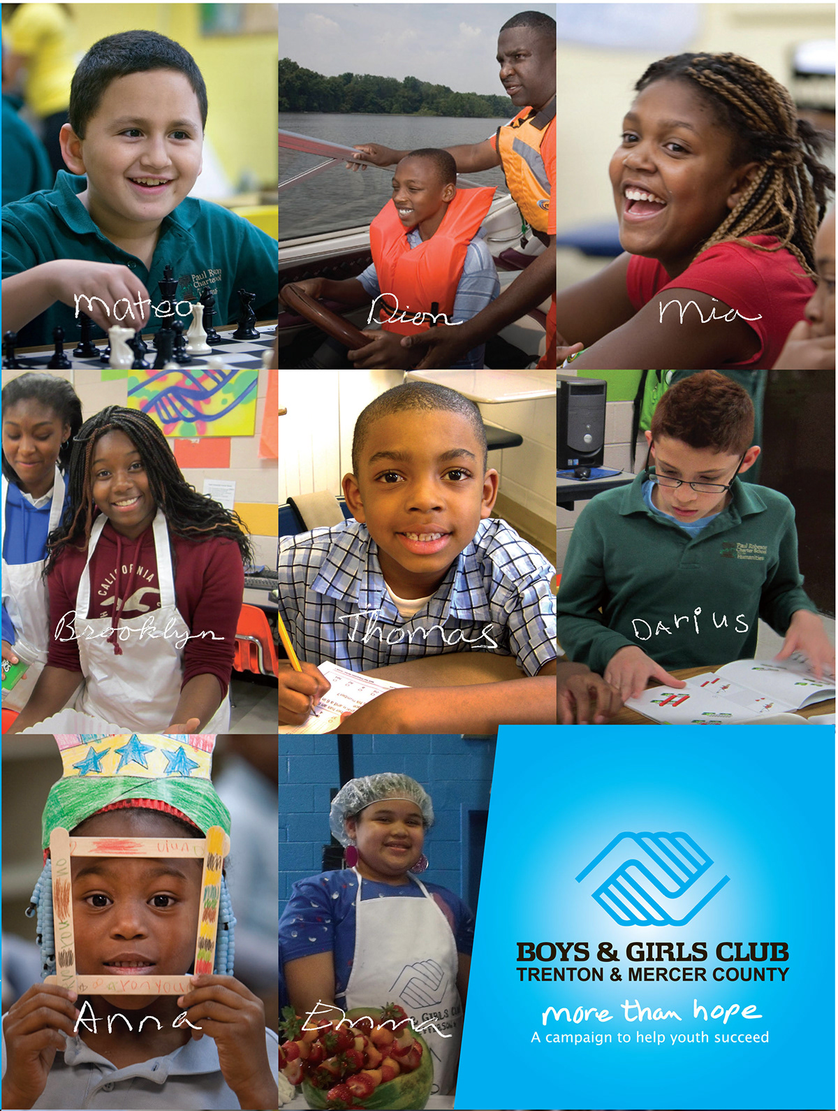 Boys & Girls club Trenton new jersey fundraising campaign youth kids children collateral design folder Leterhead