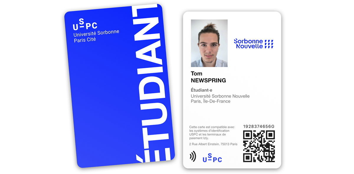 USPC Sorbonne Paris étudiant Carte card student Brutalism badge ID