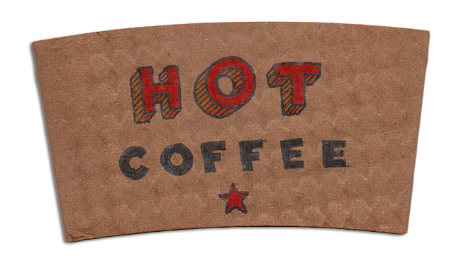 Coffee lettering cups sleeve Hot Handlettering demastrie sam