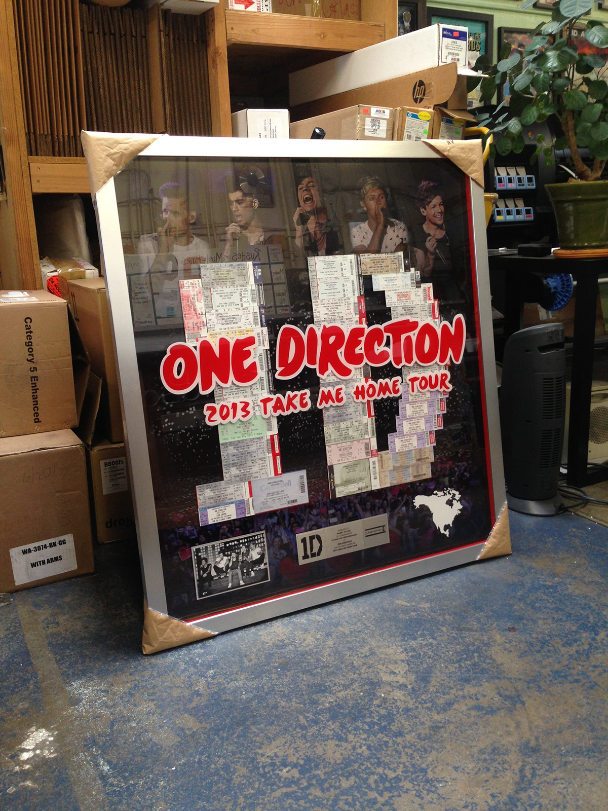 one direction england tween pop boy band harry styles 1d take me home Tour Plaque Ticket Plaque platinum records music business music industry x factor niall horan