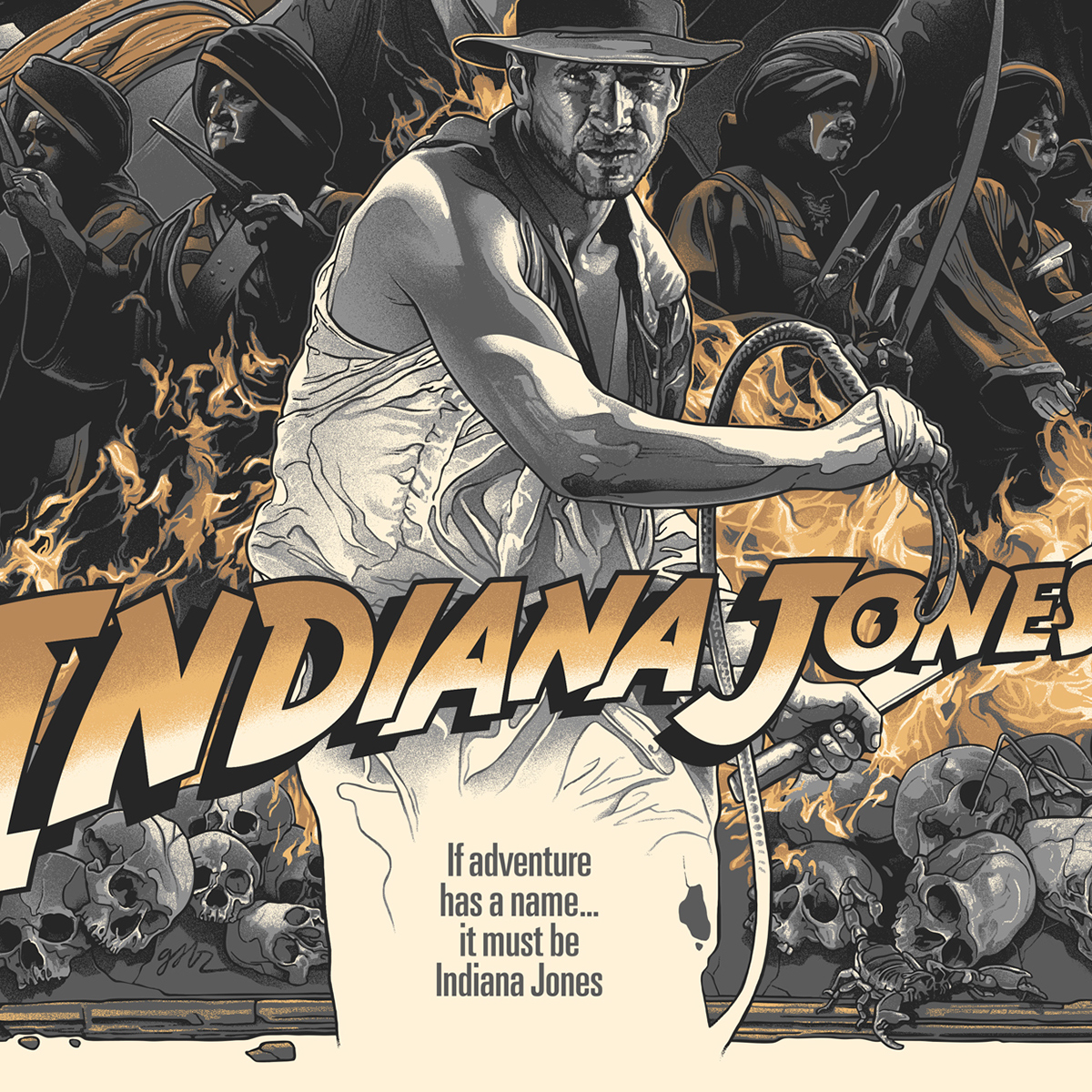Gabz Grzegorz Domaradzki indiana jones screen print poster ILLUSTRATION  Harrison Ford bottleneck gallery