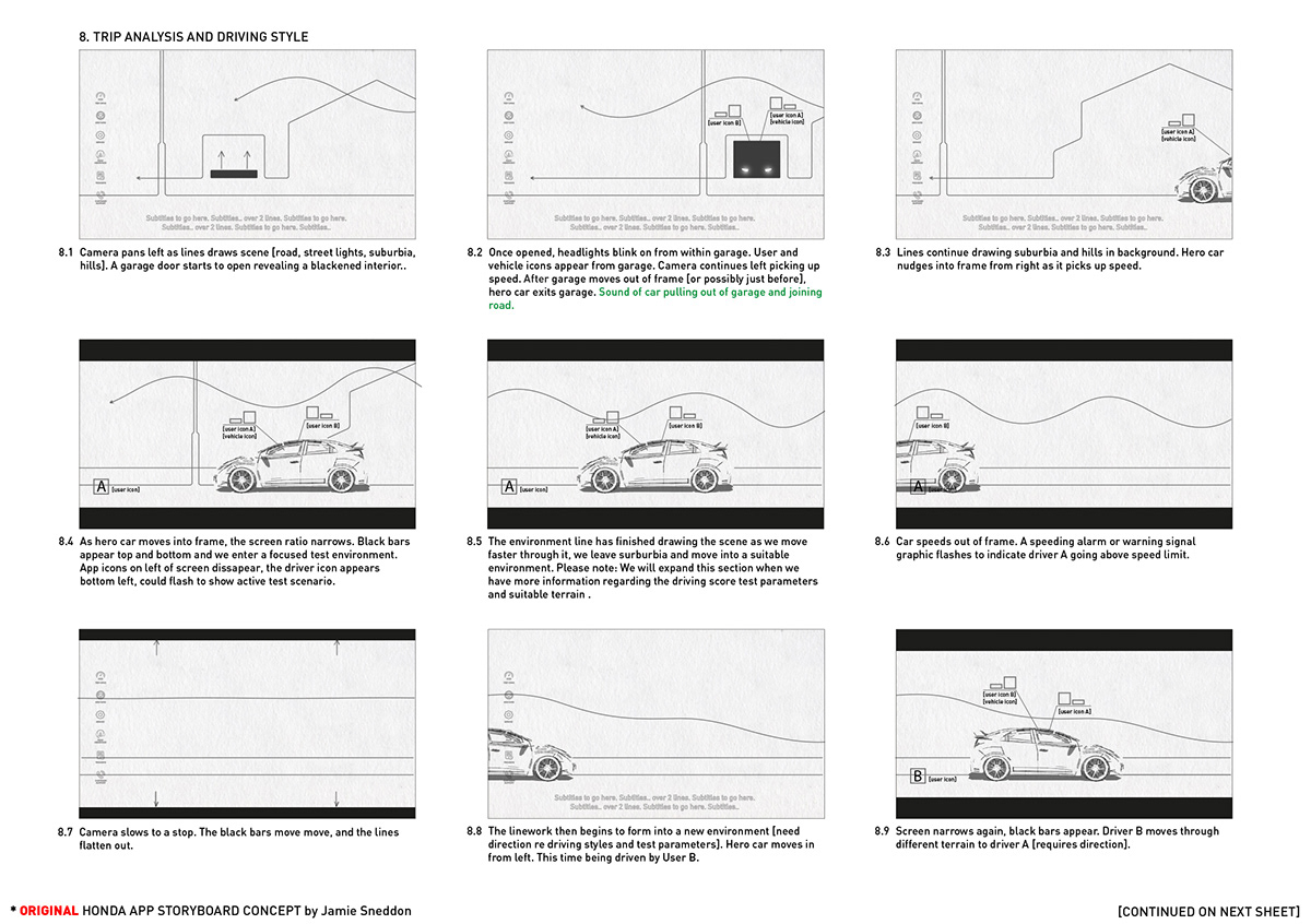 Honda explainer videos Car industry Storyboards animation  auto industry ILLUSTRATION  motion graphics  Phone App line art