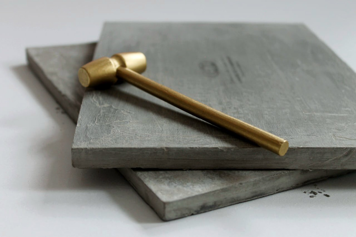 art auction brand concrete construction gold hammer identity Invitation tools