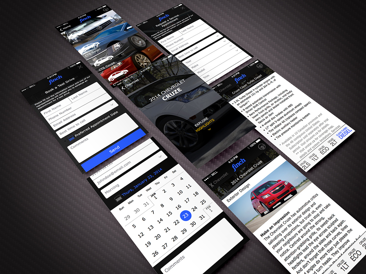 Mobile app app design iphone app Android App car dealership auto dealership mobile app design user interface user experience custom app Customizable App app concept blue black chevrolet