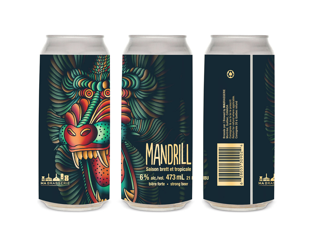 beer beverage Packaging design animal colorful mandrill