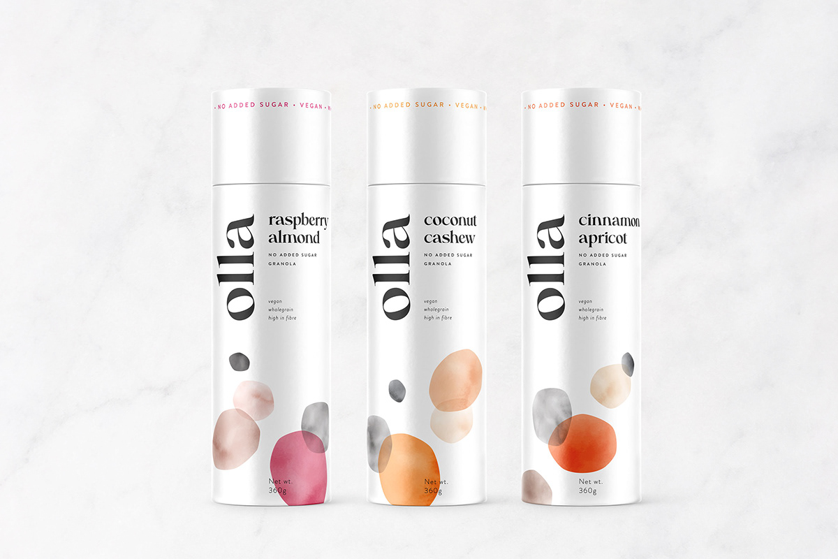 brand identity Cereal eco-friendly granola minimalist Packaging Sustainable vegan watercolor wholegrain