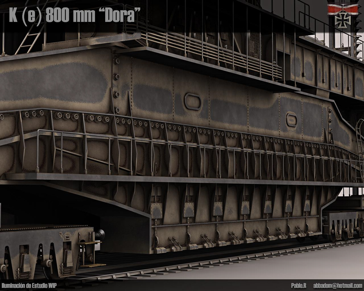 K(E) German Railgun 3D model 3D CGI Railgun german cinema 4d dora gustav