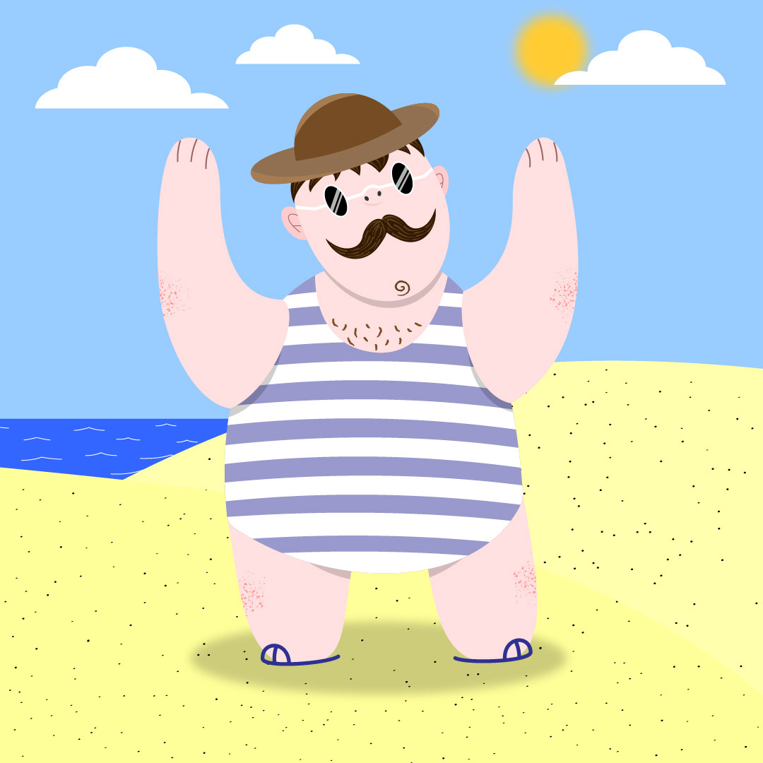 art beach Drawing  human man mustache sand sea SKY Sun