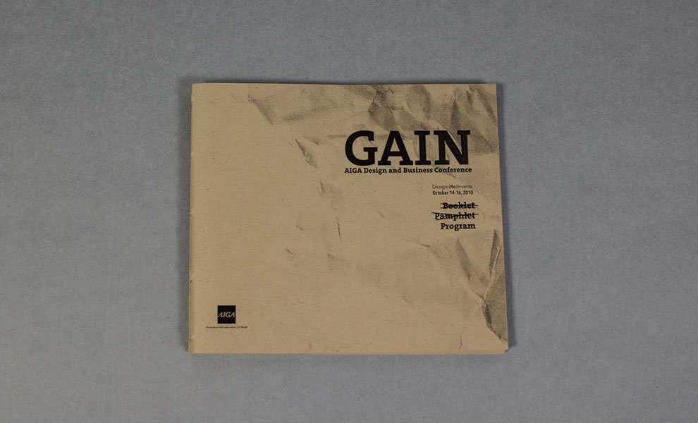 aiga gain conference Program ID badge postcard recycle texture