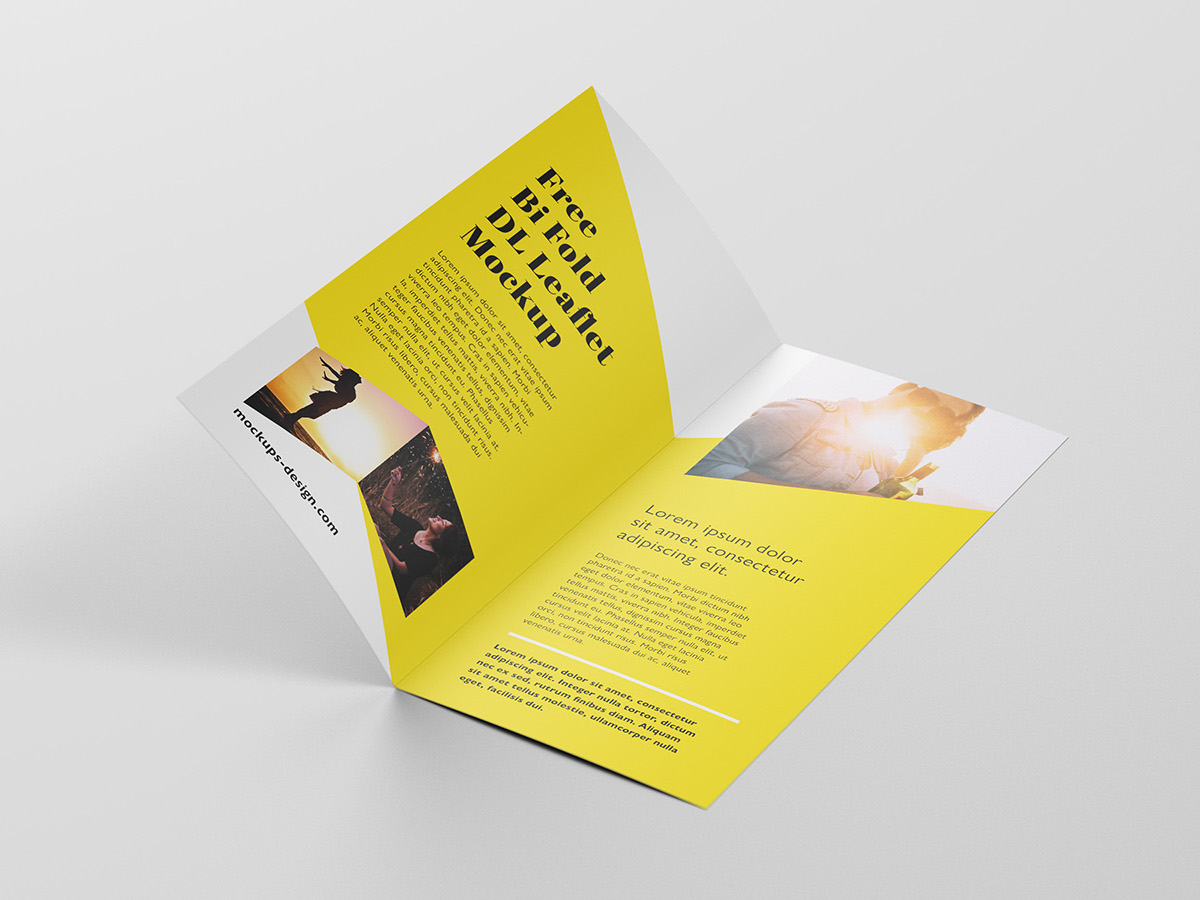 Bi-fold Mockup leaflet flyer brochure psd download free freebie