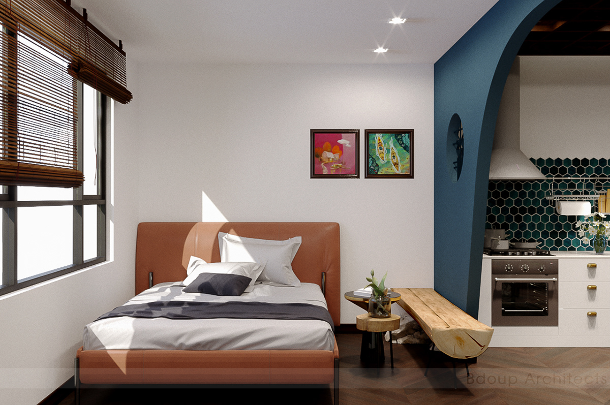 #Bdoup #BdoupArchitects #Architecture #Design #apartment #house #interior #indochine #blue   #single
