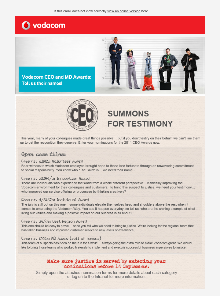 Vodacom CEO Awards Poster Design Email Design