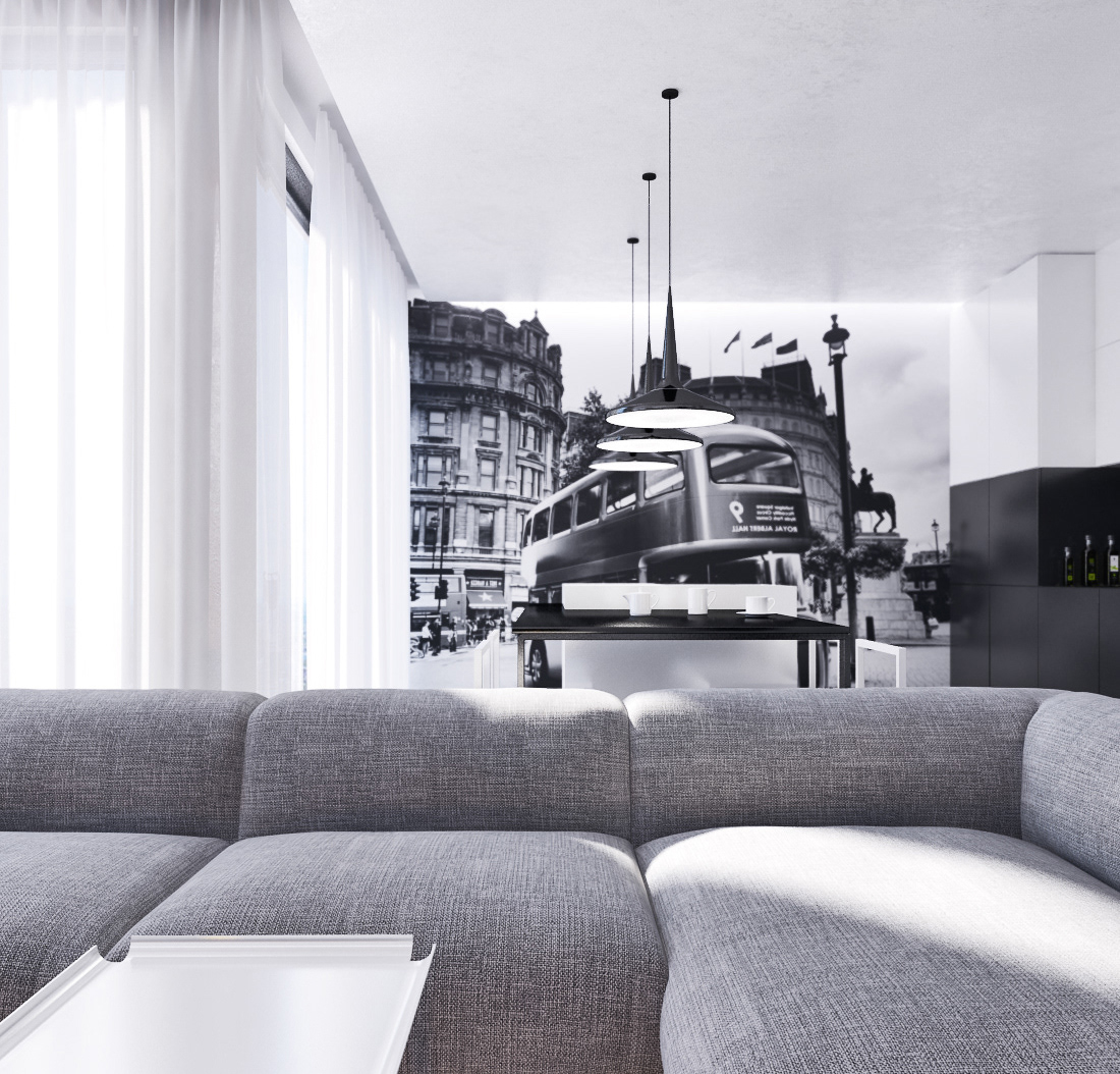 London apartaments Photoshop. 3D 3ds max Render vray visualization contemporary Interior digital house architect photo minimal