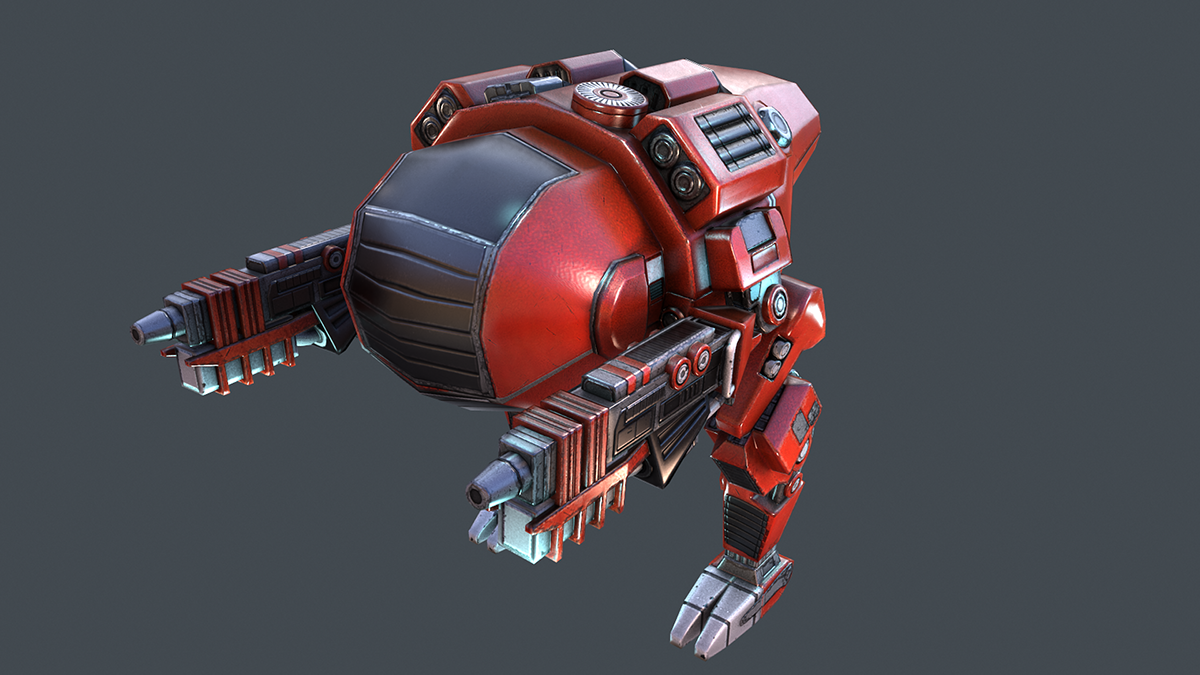 robot Sci Fi 3D model Autodesk Maya Render Low Poly War battle game Computer Marmoset texturing PS