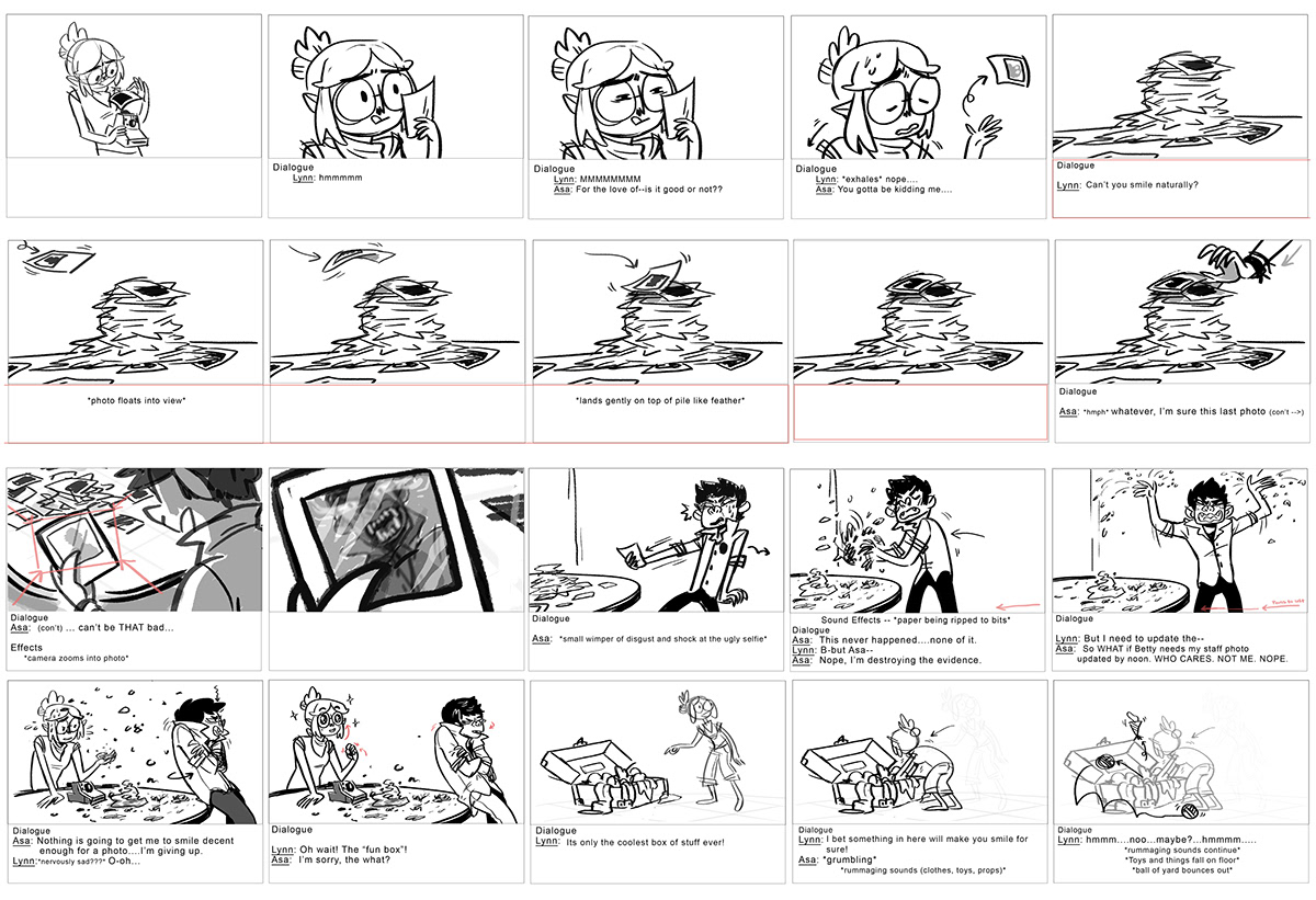 pre-production animatic Storyboards camp cryptids pitch packet