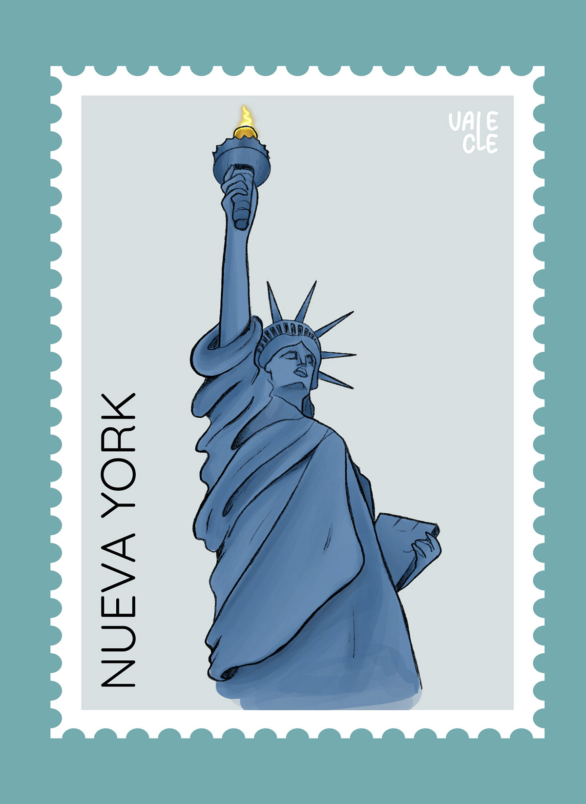 Ilustración de la Estatua de la Libertad, Nueva York
