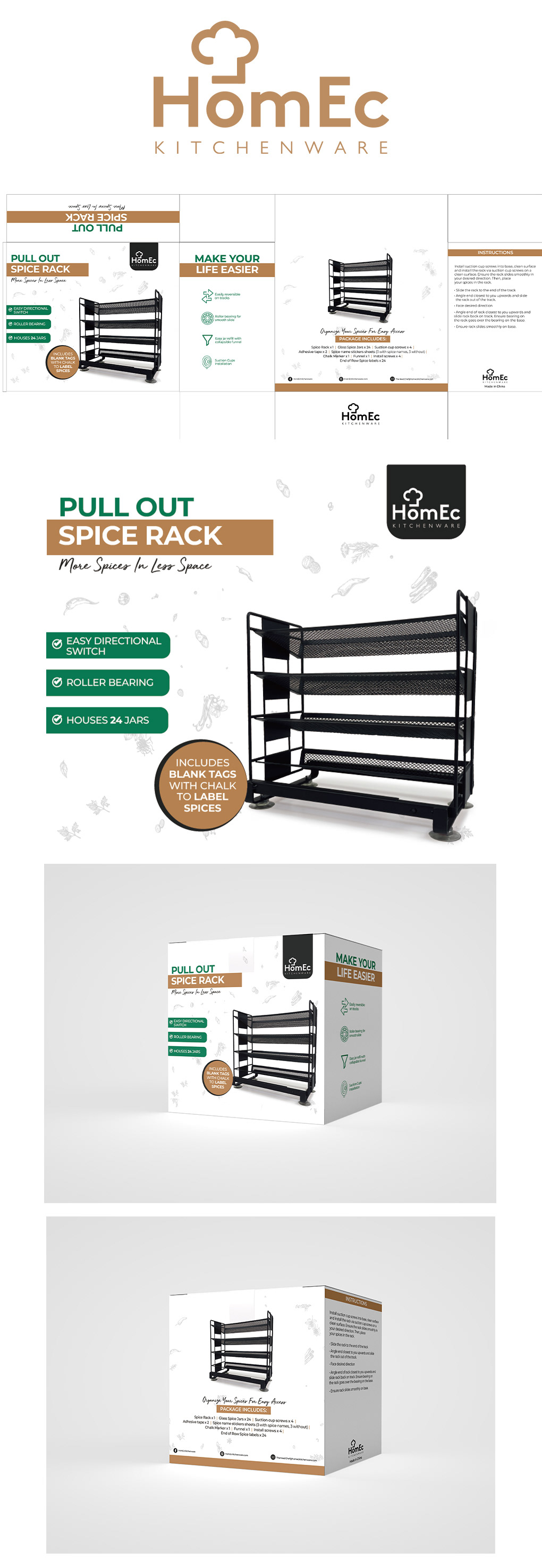 spice rack organizer packaging graphics package design  Label Mockup Kitchen product packaging mockup spice rack