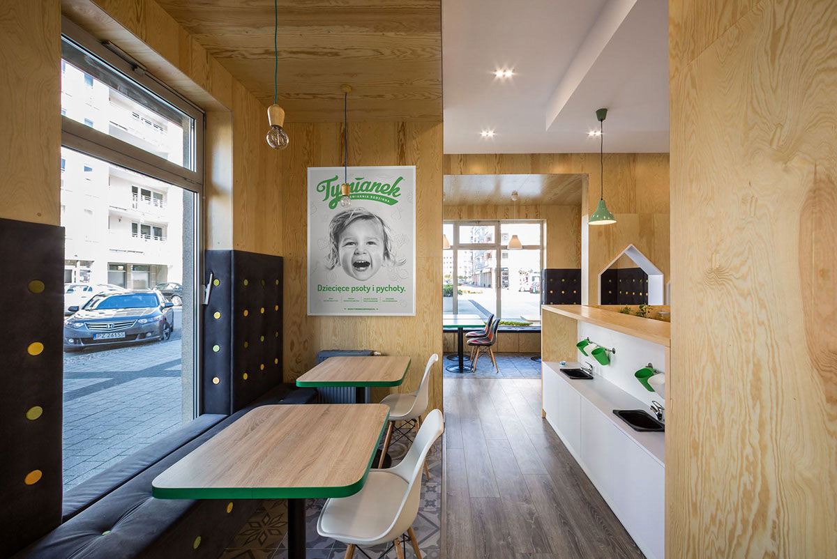 design kids children family poznan Interior plywood restaurant cafe