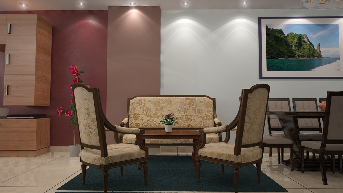 Interior MAX visualization 3D model pics reception room dining Master bedroom DAUGHTER son