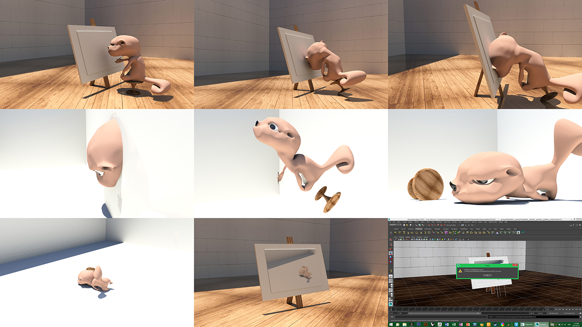 Maya 2015 chipmunk storyboard 3d modeling rendering