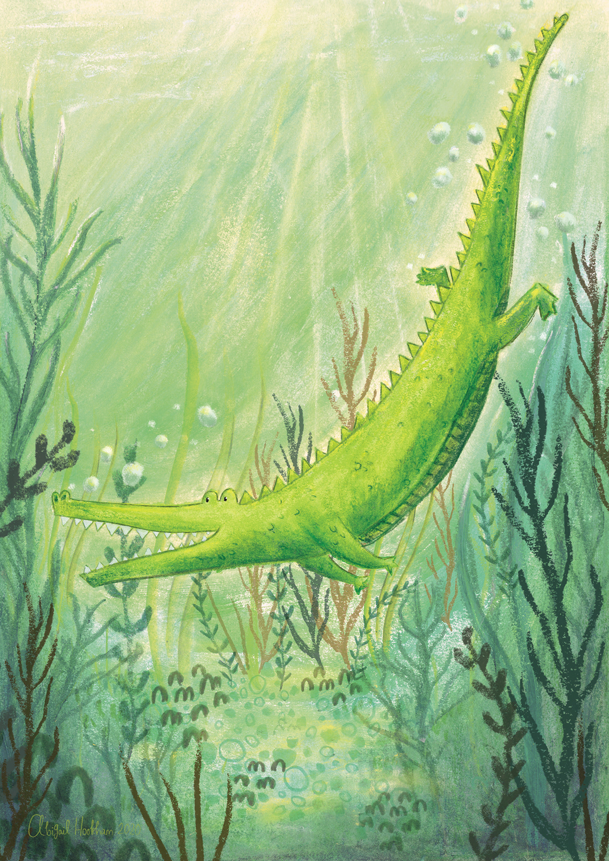 alligator Character design  childrens illustration crocodile mixed media painting   traditional illustration