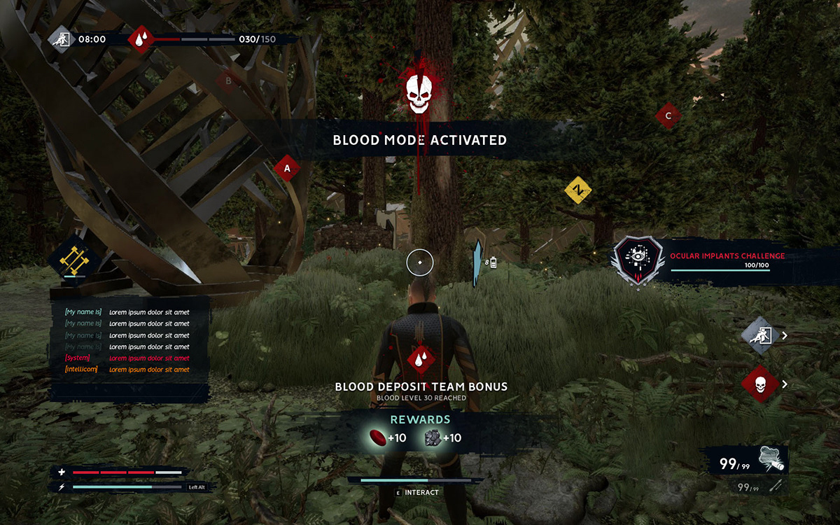 Video Games deathgarden bloodharvest BEHAVIOUR INTERACTIVE PC UI / UX user interface Shooter assymetrical dark