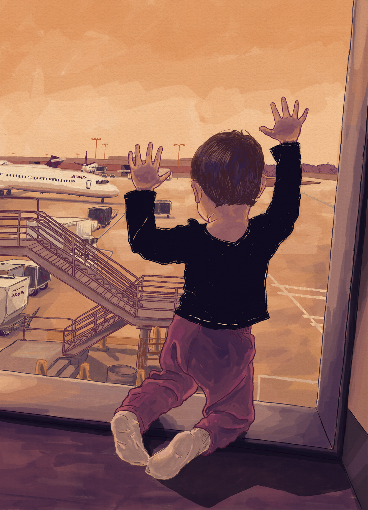 ILLUSTRATION  Travel holidays toddler children family airport