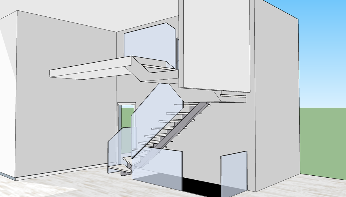 stairs design interior SketchUP modelisation 3D residential