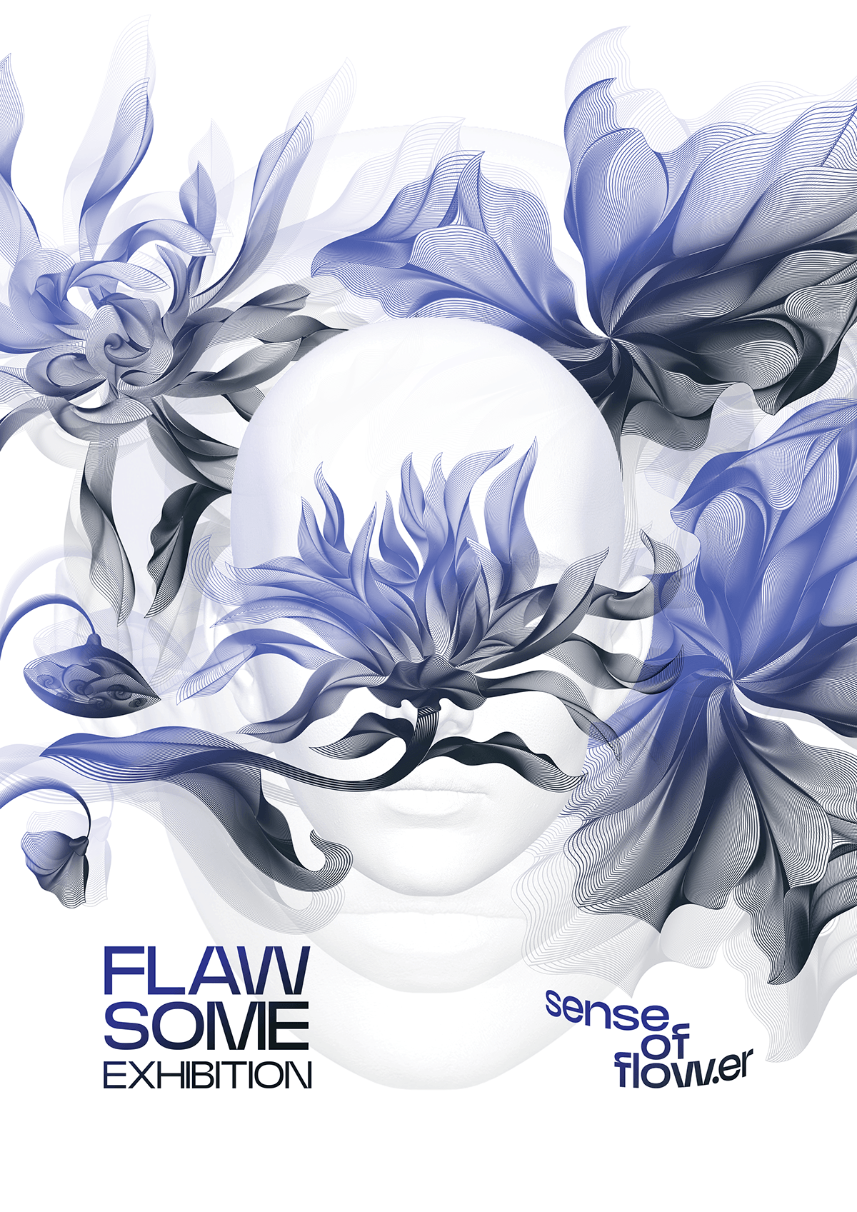 Flowers blue Exhibition  artwork concept art mask beauty Layout flawless арт