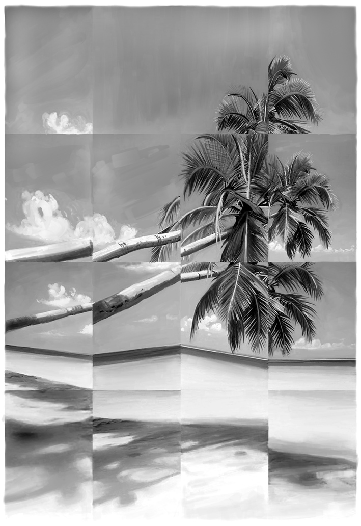 Final Art print textile Palm Trees zara daniel marques black and white beach
