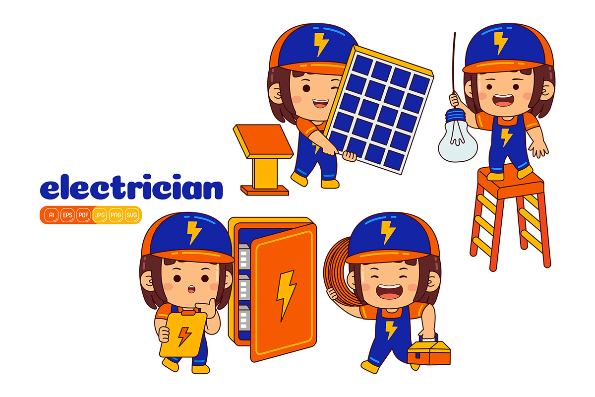 Electrician profession people child job person occupation worker girl kid