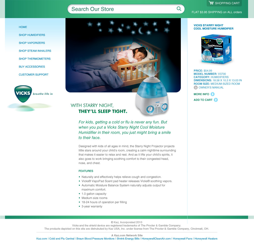 vicks Consumer Ecommerce humidifiers thermometers  